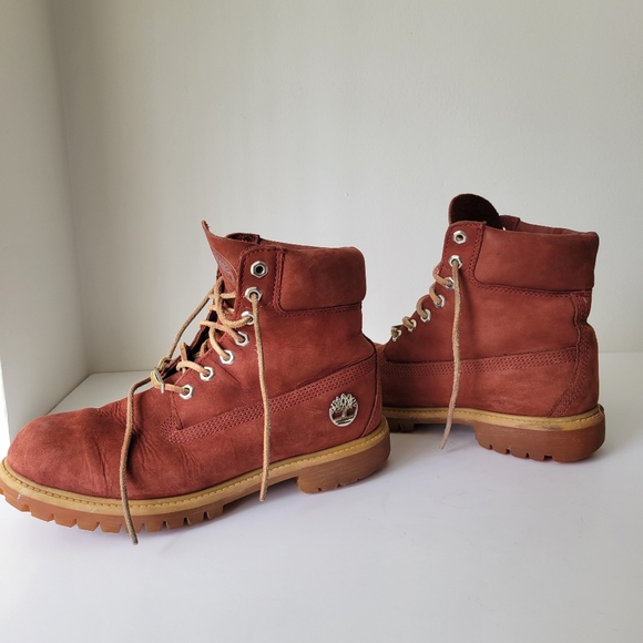 Burgundy Timberland Waterproof Nubuck Boots Men's 7.5 - Picture 5 of 11